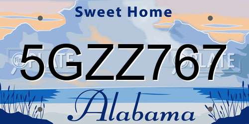 5GZZ767 Alabama License Plate