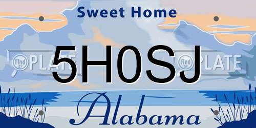 5H0SJ Alabama License Plate