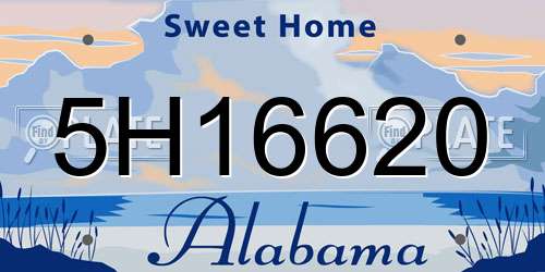 5H16620 Alabama License Plate