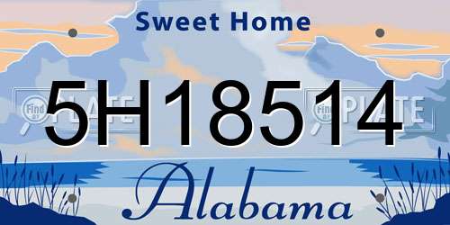 5H18514 Alabama License Plate