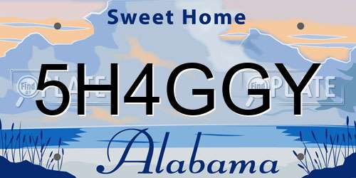 5H4GGY Alabama License Plate