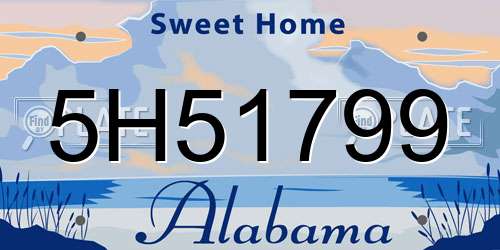 5H51799 Alabama License Plate