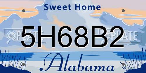 5H68B2 Alabama License Plate