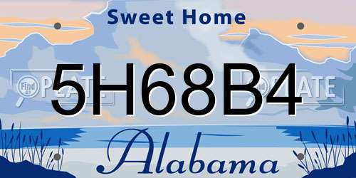 5H68B4 Alabama License Plate