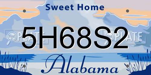 5H68S2 Alabama License Plate
