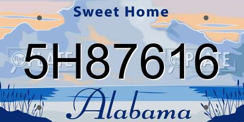 5H87616 Alabama License Plate