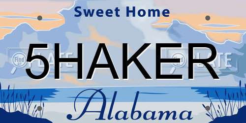 5HAKER Alabama License Plate