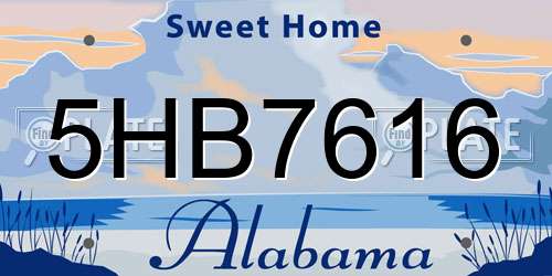 5HB7616 Alabama License Plate