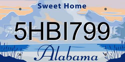 5HBI799 Alabama License Plate