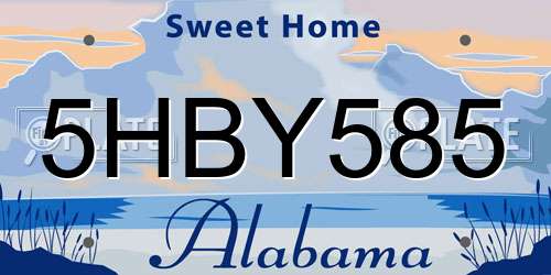5HBY585 Alabama License Plate