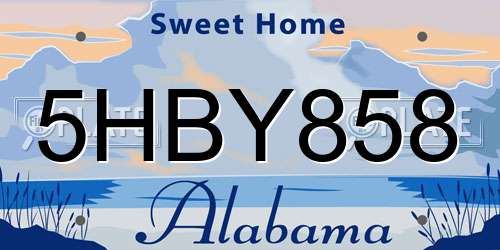 5HBY858 Alabama License Plate