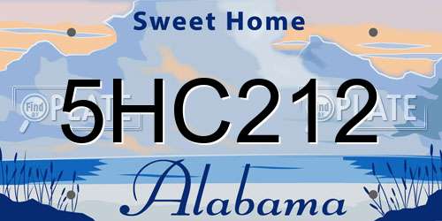 5HC212 Alabama License Plate