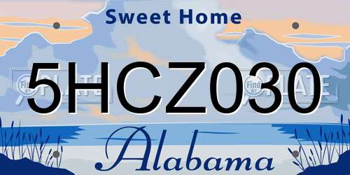 5HCZ030 Alabama License Plate