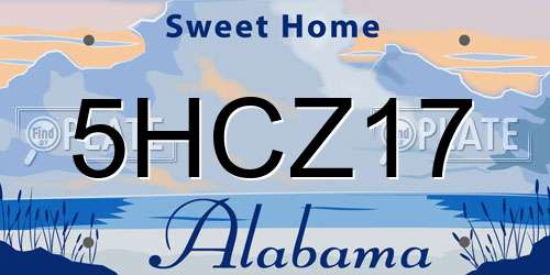 5HCZ17 Alabama License Plate