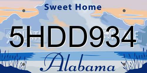 5HDD934 Alabama License Plate