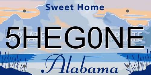 5HEG0NE Alabama License Plate