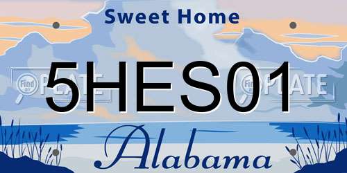 5HES01 Alabama License Plate
