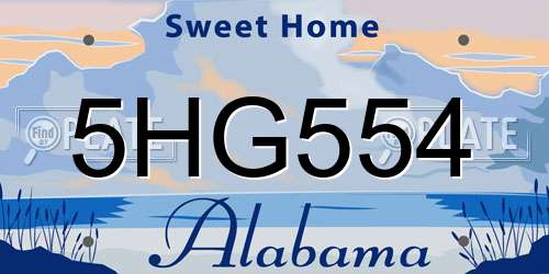 5HG554 Alabama License Plate