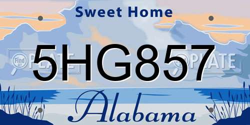 5HG857 Alabama License Plate