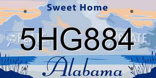 5HG884 Alabama License Plate