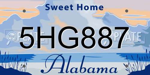 5HG887 Alabama License Plate