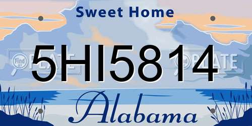 5HI5814 Alabama License Plate