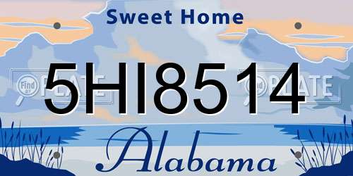 5HI8514 Alabama License Plate