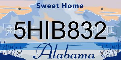 5HIB832 Alabama License Plate