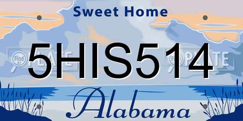 5HIS514 Alabama License Plate