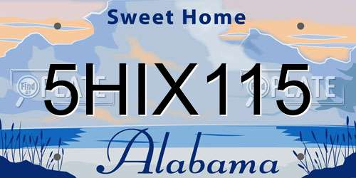 5HIX115 Alabama License Plate