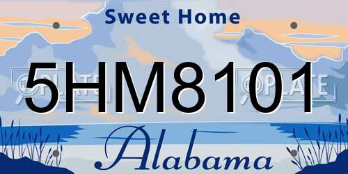 5HM8101 Alabama License Plate