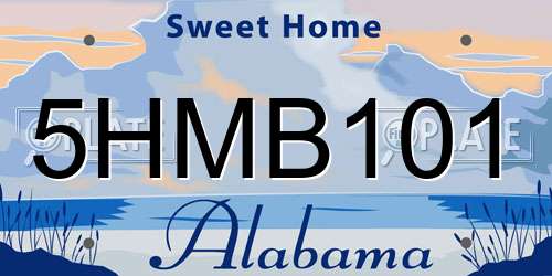 5HMB101 Alabama License Plate