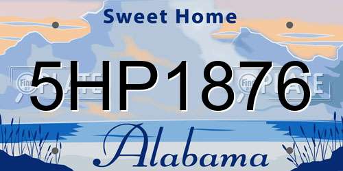 5HP1876 Alabama License Plate