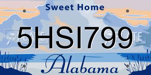 5HSI799 Alabama License Plate
