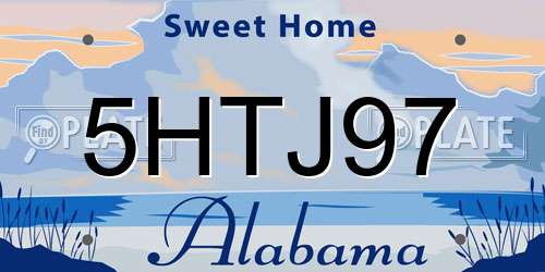 5HTJ97 Alabama License Plate