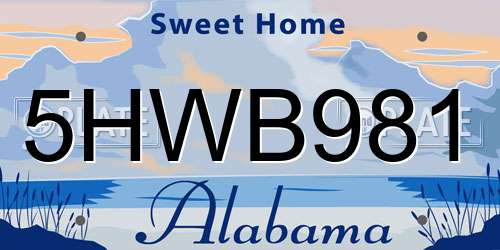 5HWB981 Alabama License Plate