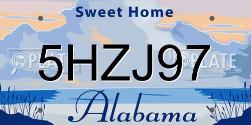 5HZJ97 Alabama License Plate