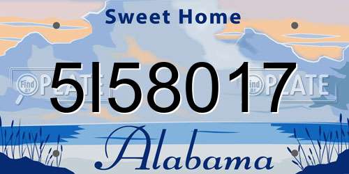 5I58017 Alabama License Plate