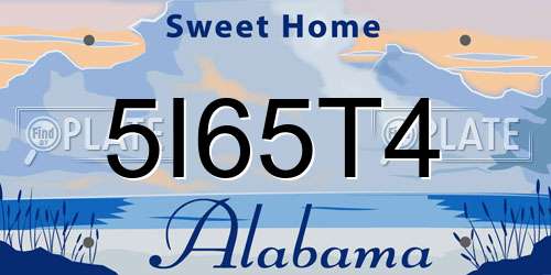 5I65T4 Alabama License Plate