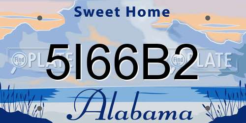 5I66B2 Alabama License Plate