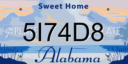5I74D8 Alabama License Plate