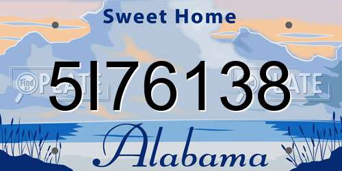 5I76138 Alabama License Plate