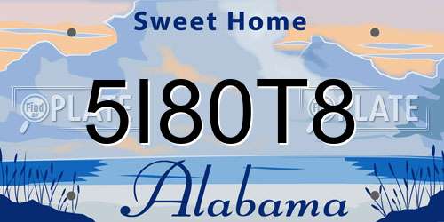 5I80T8 Alabama License Plate