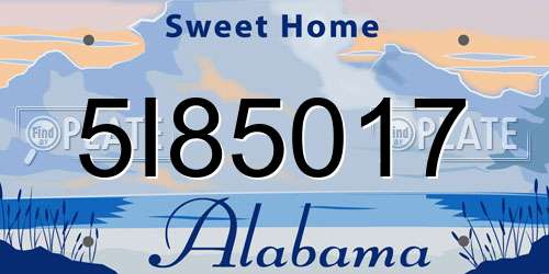 5I85017 Alabama License Plate