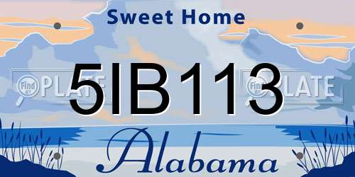 5IB113 Alabama License Plate