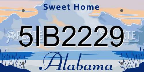 5IB2229 Alabama License Plate