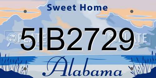 5IB2729 Alabama License Plate