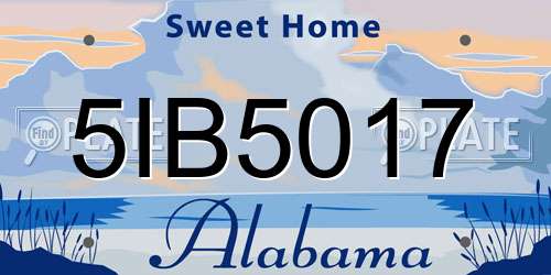 5IB5017 Alabama License Plate