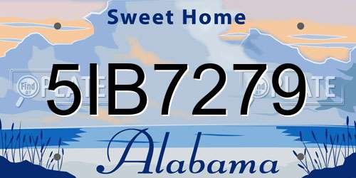 5IB7279 Alabama License Plate