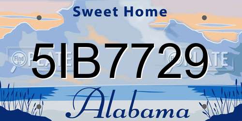 5IB7729 Alabama License Plate